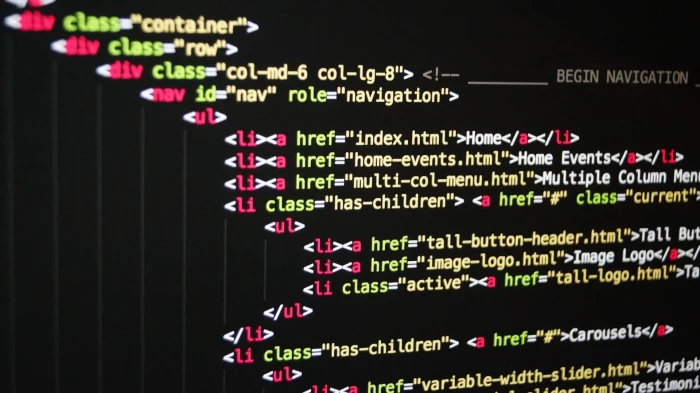 HTML website code screenshot