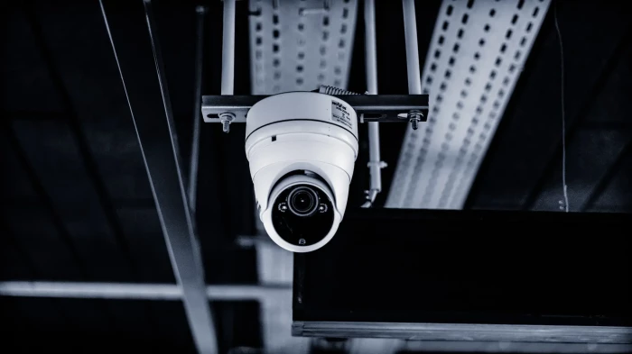 A white CCTV camera